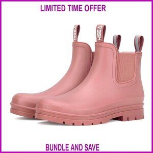 Women's Short Rain Boots Waterproof Chelsea Boots Ankle Garden Shoes
